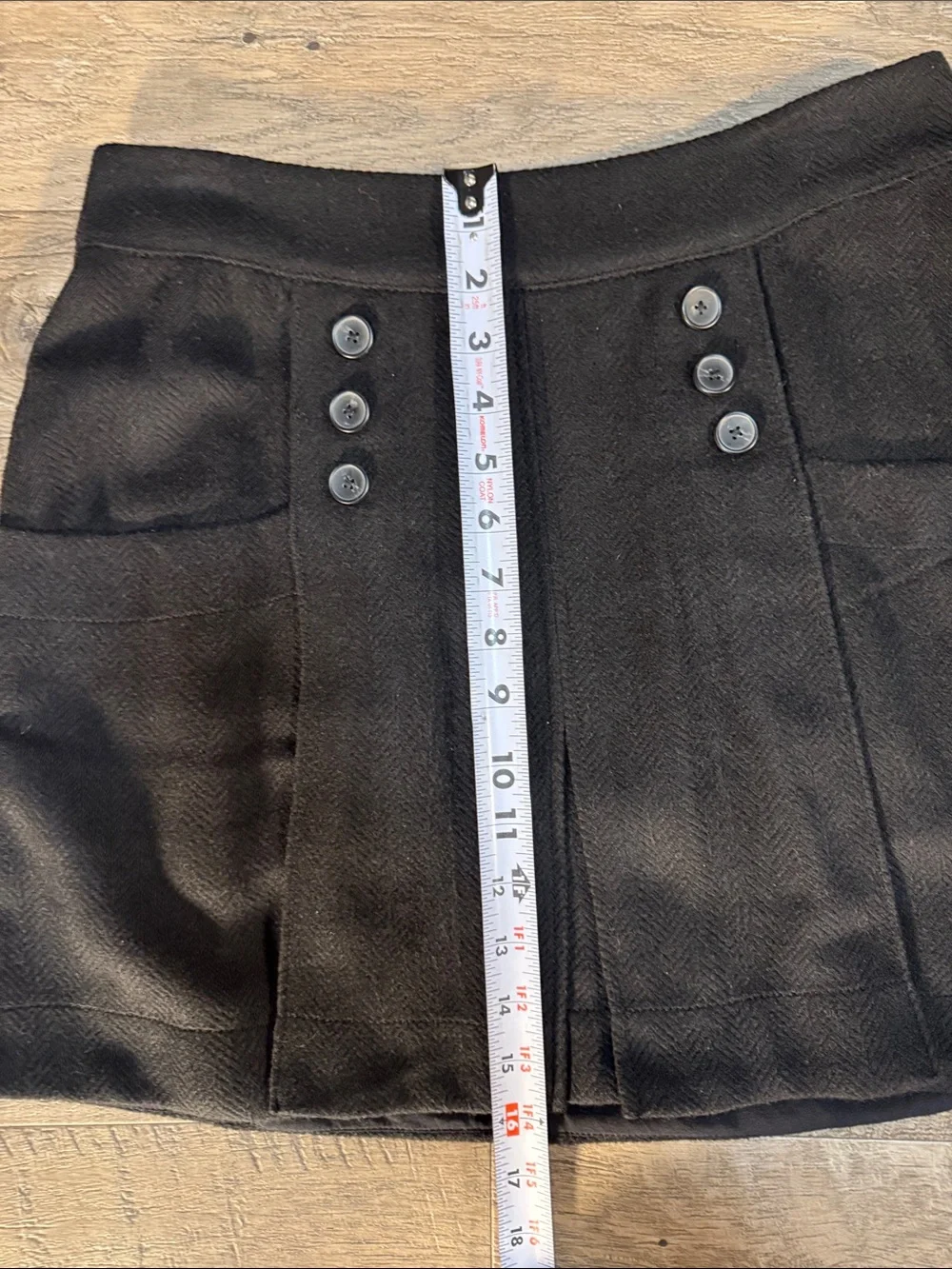 Free People Black Mini Skirt with Button Front Detailing - Size 6